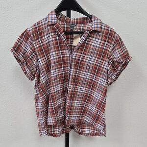 Eddie Bauer Red Plaid Button Down Shirt